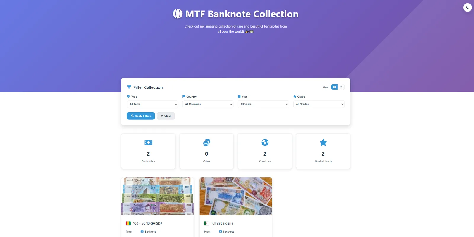 لقطة شاشة لأرشيف MTF للعملات